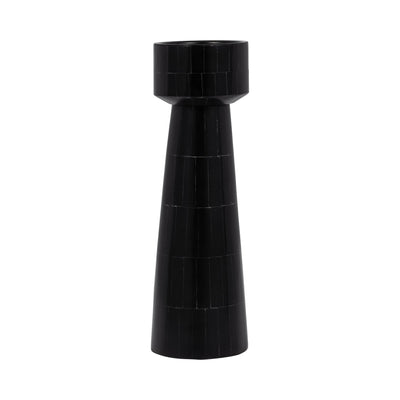 RESIN, PILLAR CANDLEHOLDER, BLACK - Al Rugaib Furniture