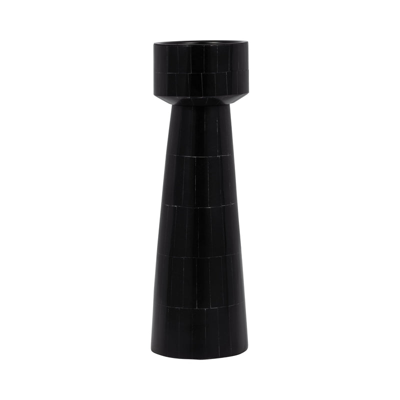 RESIN, PILLAR CANDLEHOLDER, BLACK - Al Rugaib Furniture