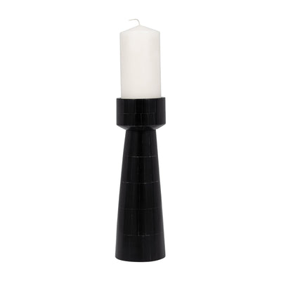 RESIN, PILLAR CANDLEHOLDER, BLACK - Al Rugaib Furniture