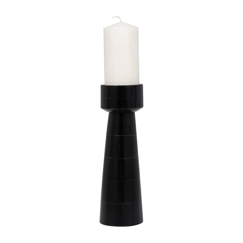 RESIN, PILLAR CANDLEHOLDER, BLACK - Al Rugaib Furniture