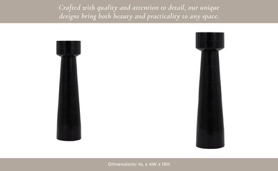 RESIN, PILLAR CANDLEHOLDER, BLACK - Al Rugaib Furniture