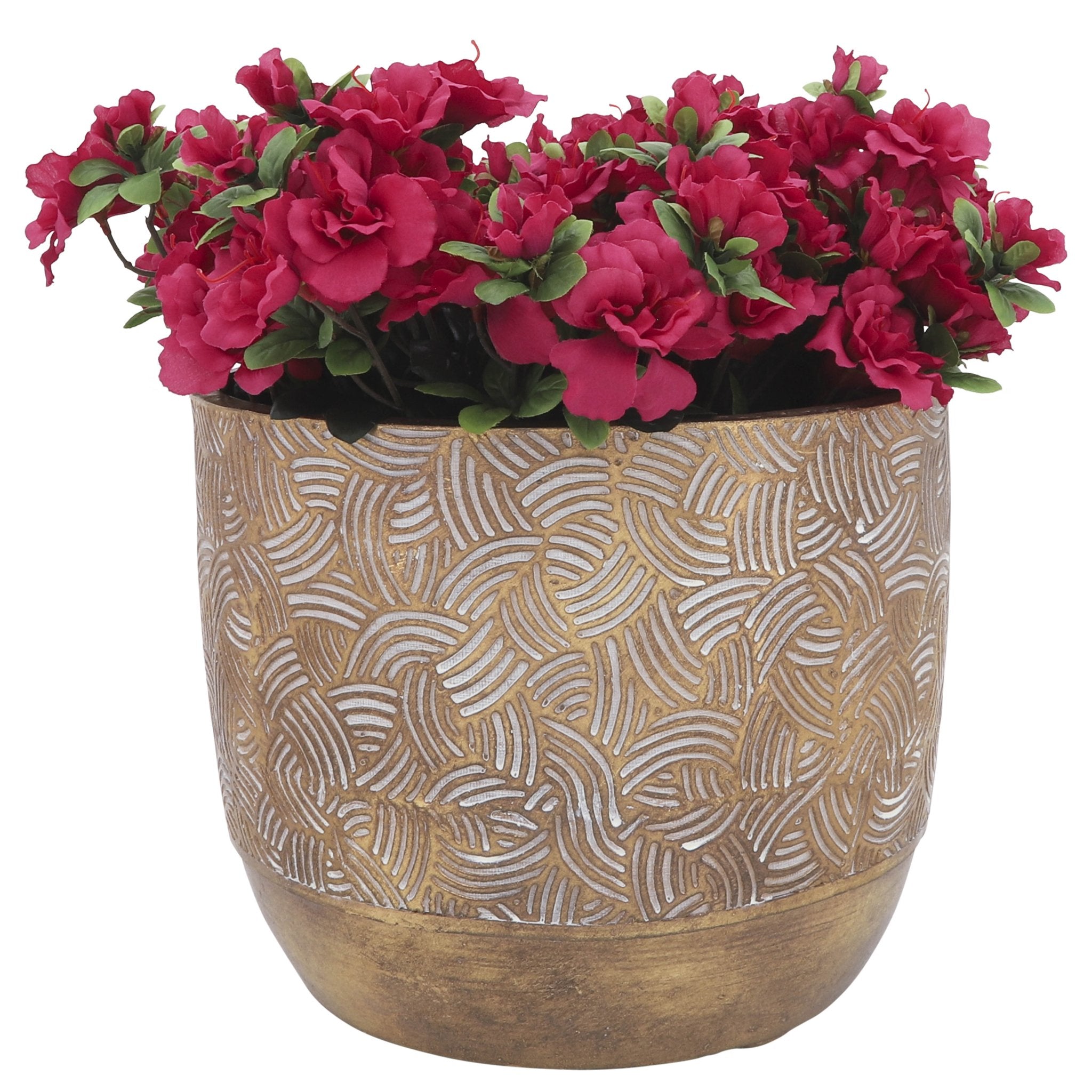 RESIN, S/2 10/13"D SWIRL PLANTERS, GOLD Outdoor Planters| Sagebrook Home