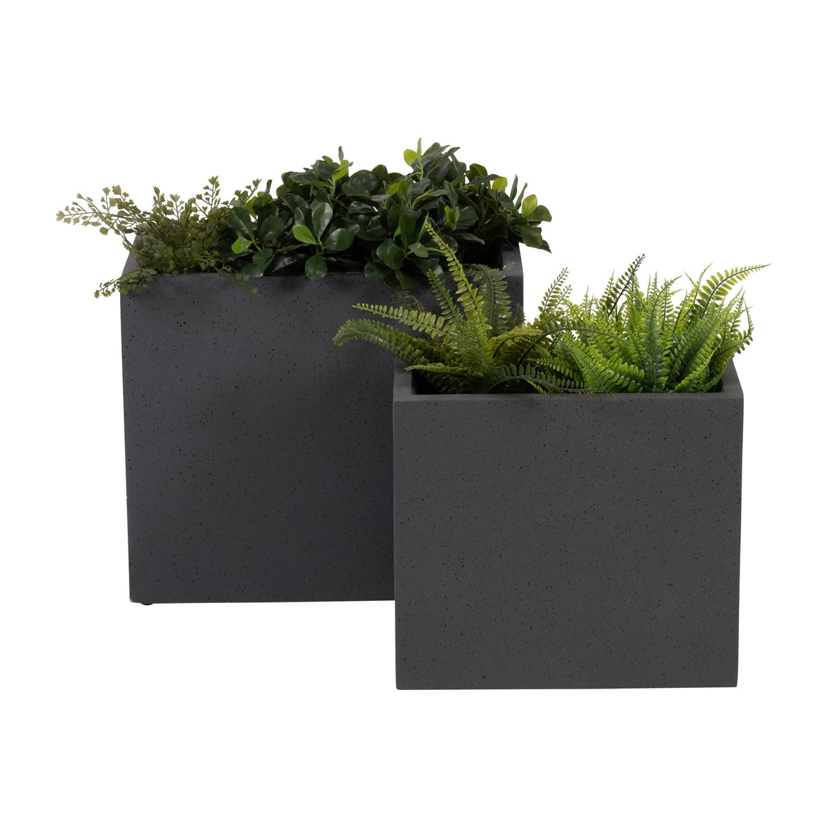 Resin, S/2 16/20"D Nested Square Planters, Dk. Gra Outdoor Planters| Sagebrook Home