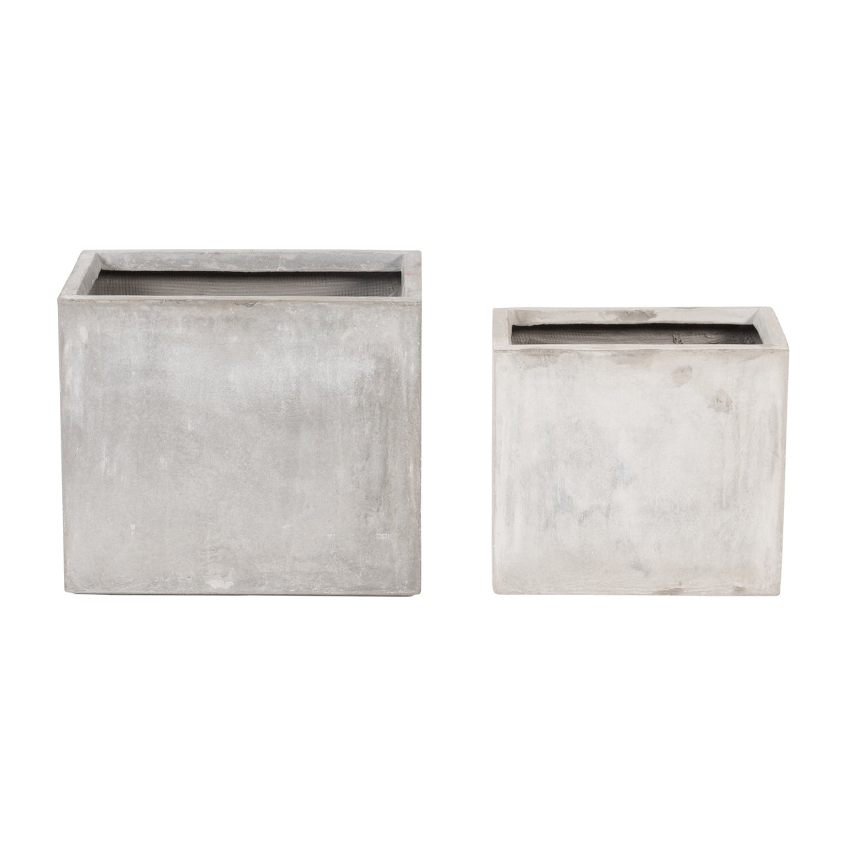Resin, S/2 16/20"D Nested Square Planters, Lt. Gra Outdoor Planters| Sagebrook Home