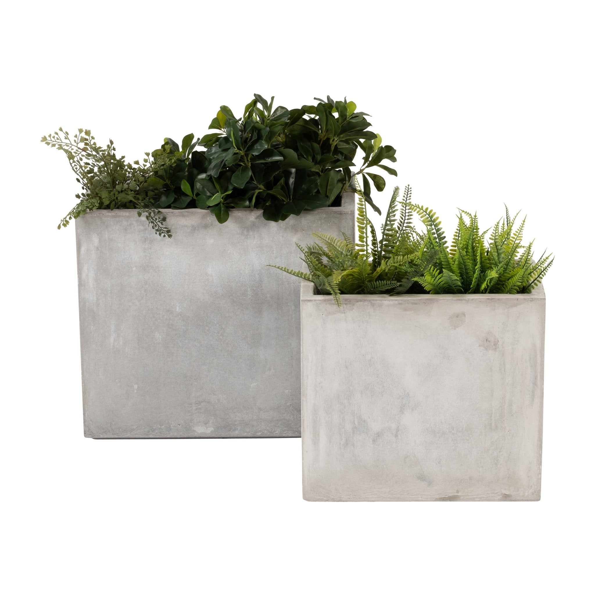Resin, S/2 16/20"D Nested Square Planters, Lt. Gra Outdoor Planters| Sagebrook Home