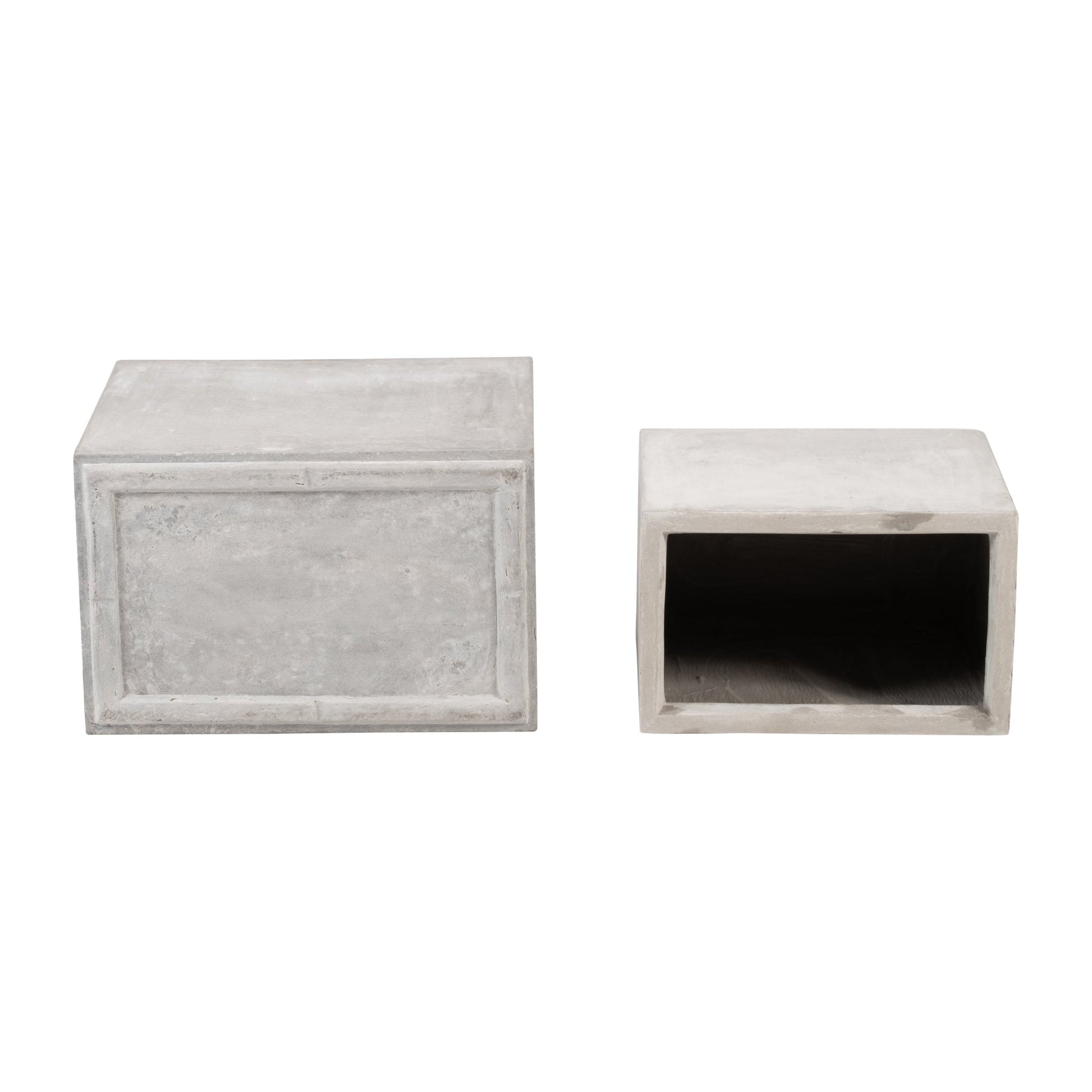 Resin, S/2 16/20"D Nested Square Planters, Lt. Gra Outdoor Planters| Sagebrook Home