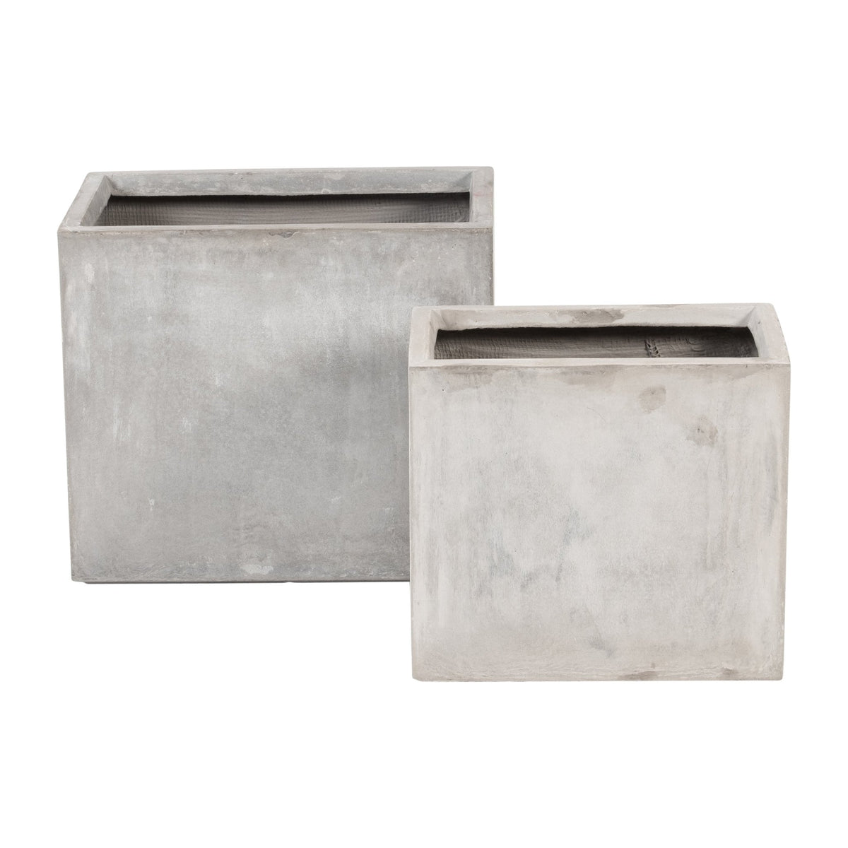 Resin, S/2 16/20"D Nested Square Planters, Lt. Gra Outdoor Planters| Sagebrook Home