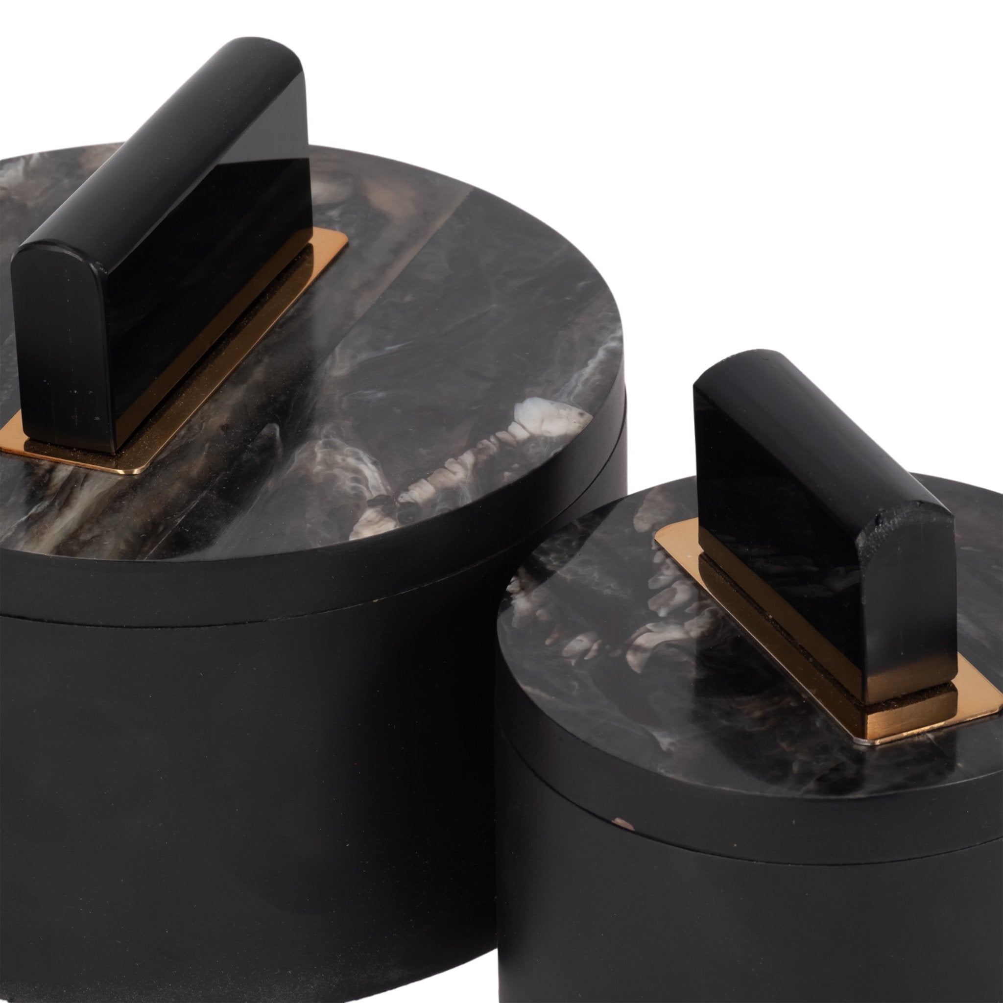 Resin, S/2 6/7" Wheatly Black Boxes Table Decors| Sagebrook Home