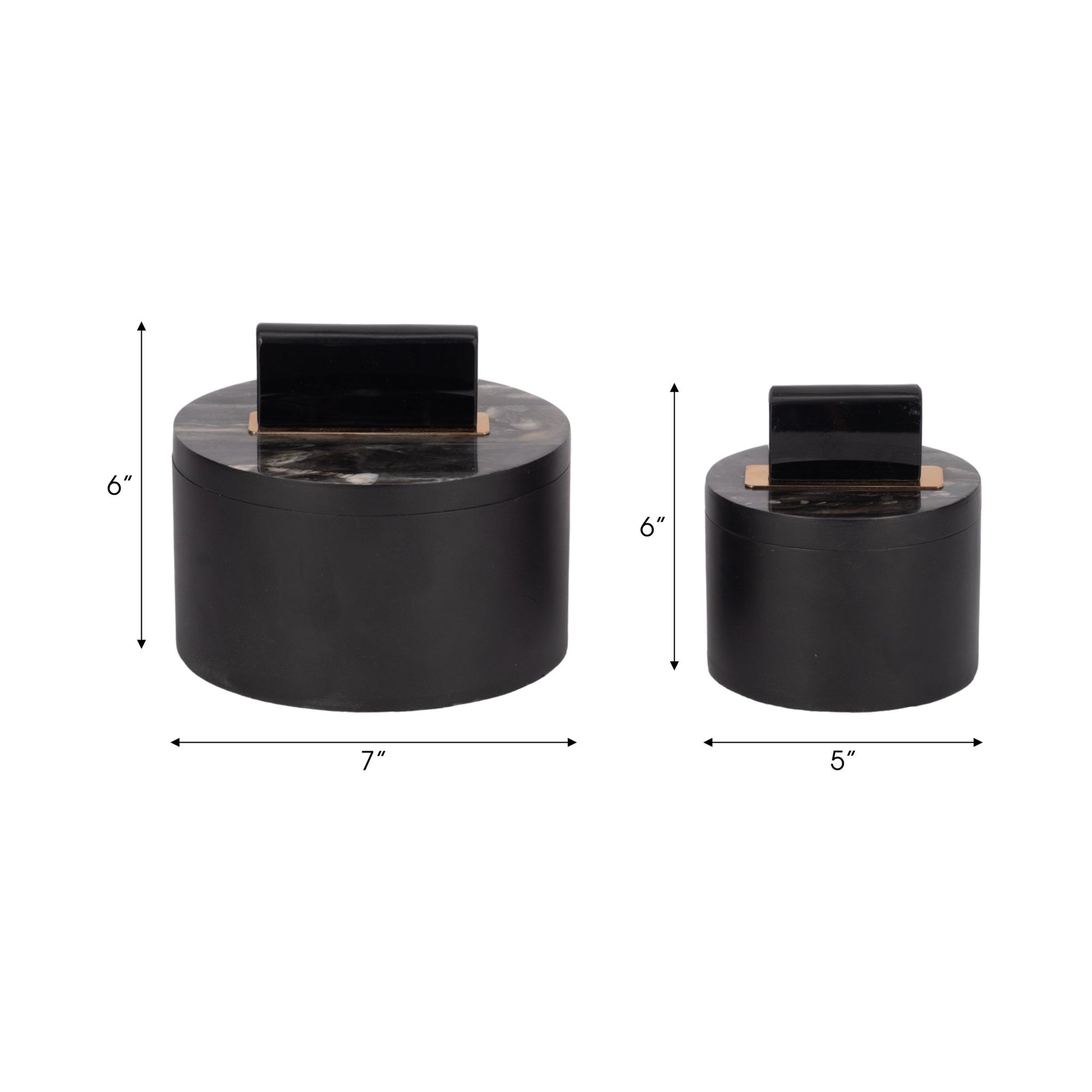 Resin, S/2 6/7" Wheatly Black Boxes Table Decors| Sagebrook Home