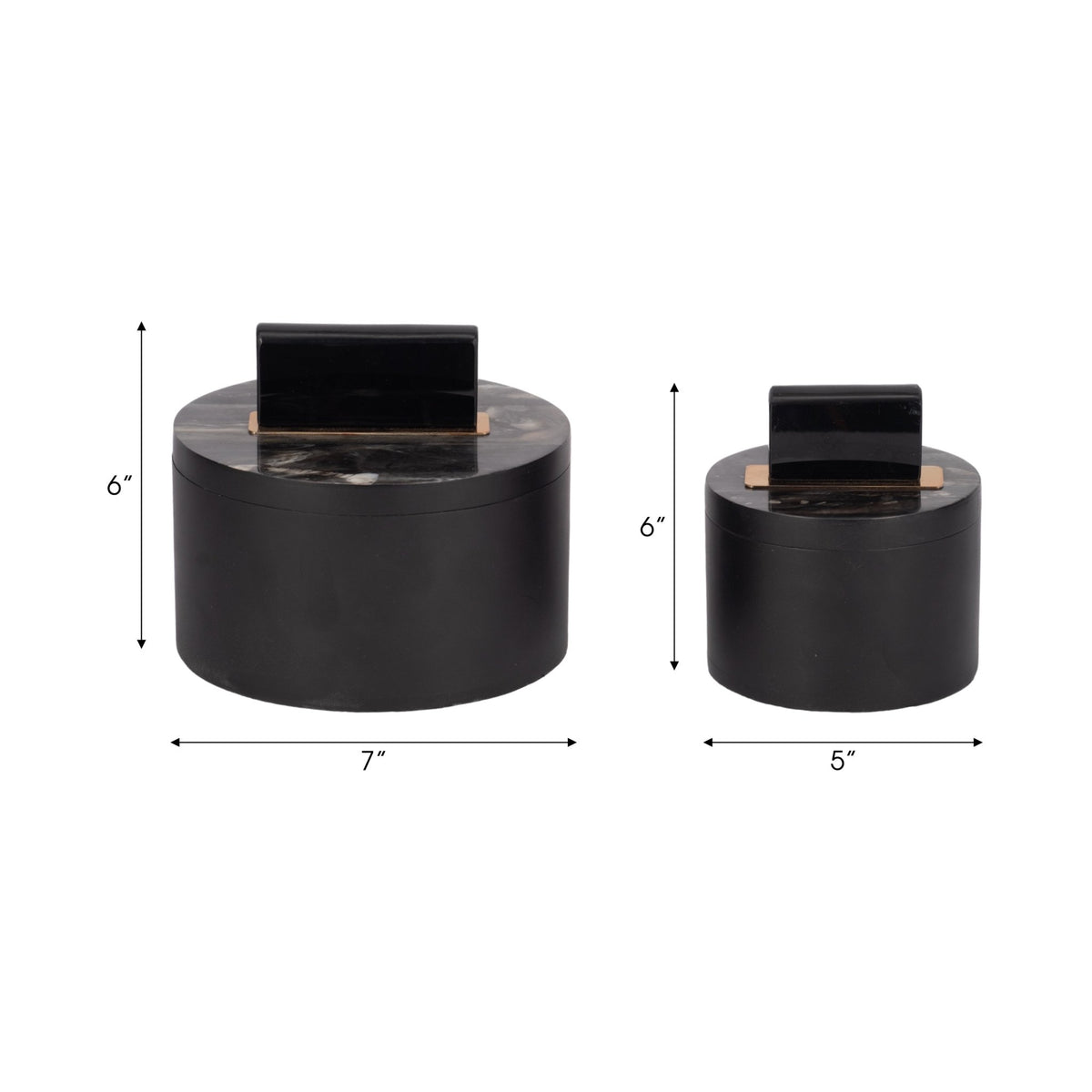 Resin, S/2 6/7" Wheatly Black Boxes Table Decors| Sagebrook Home