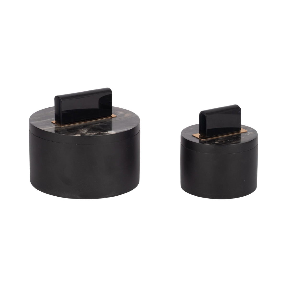 Resin, S/2 6/7" Wheatly Black Boxes Table Decors| Sagebrook Home