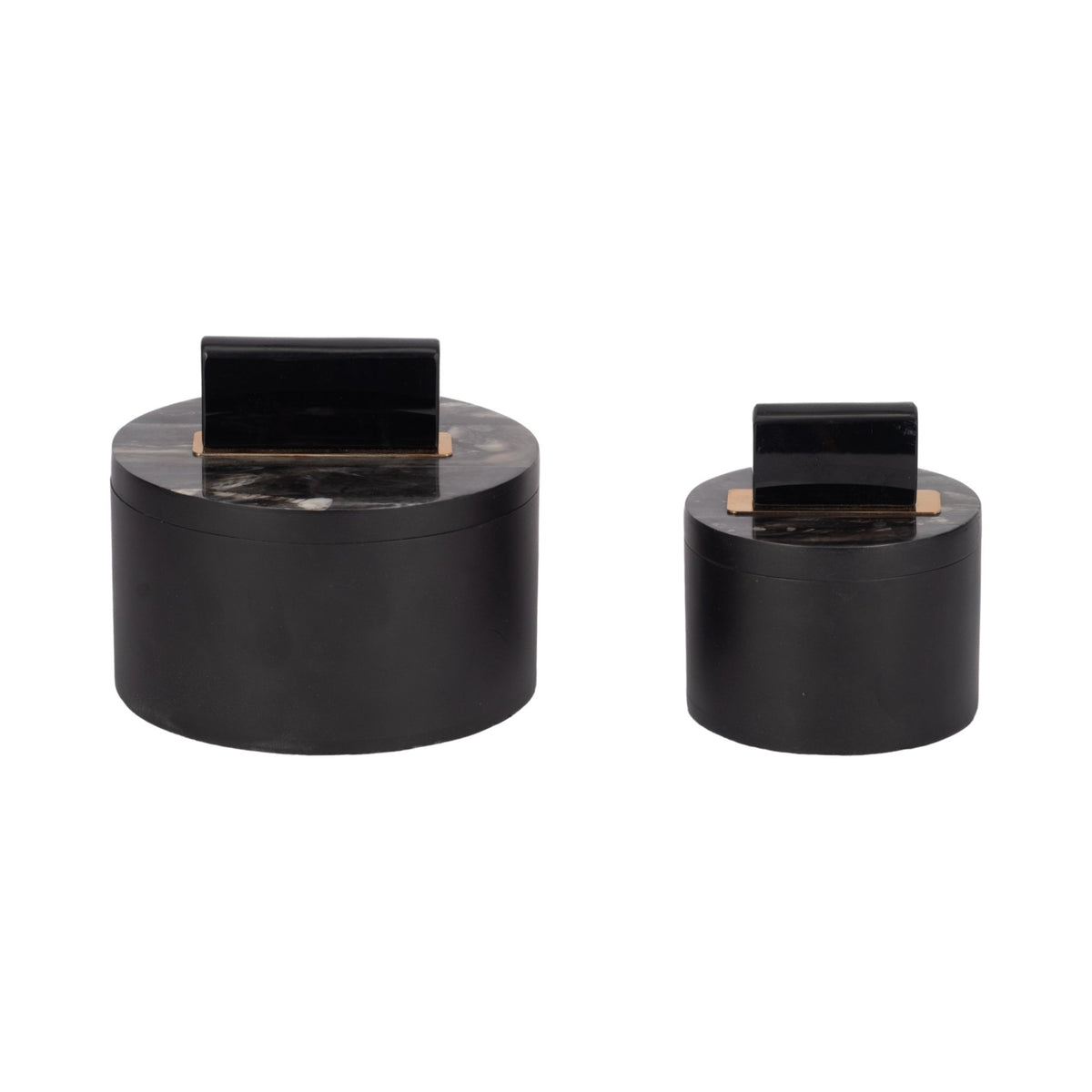 Resin, S/2 6/7" Wheatly Black Boxes Table Decors| Sagebrook Home
