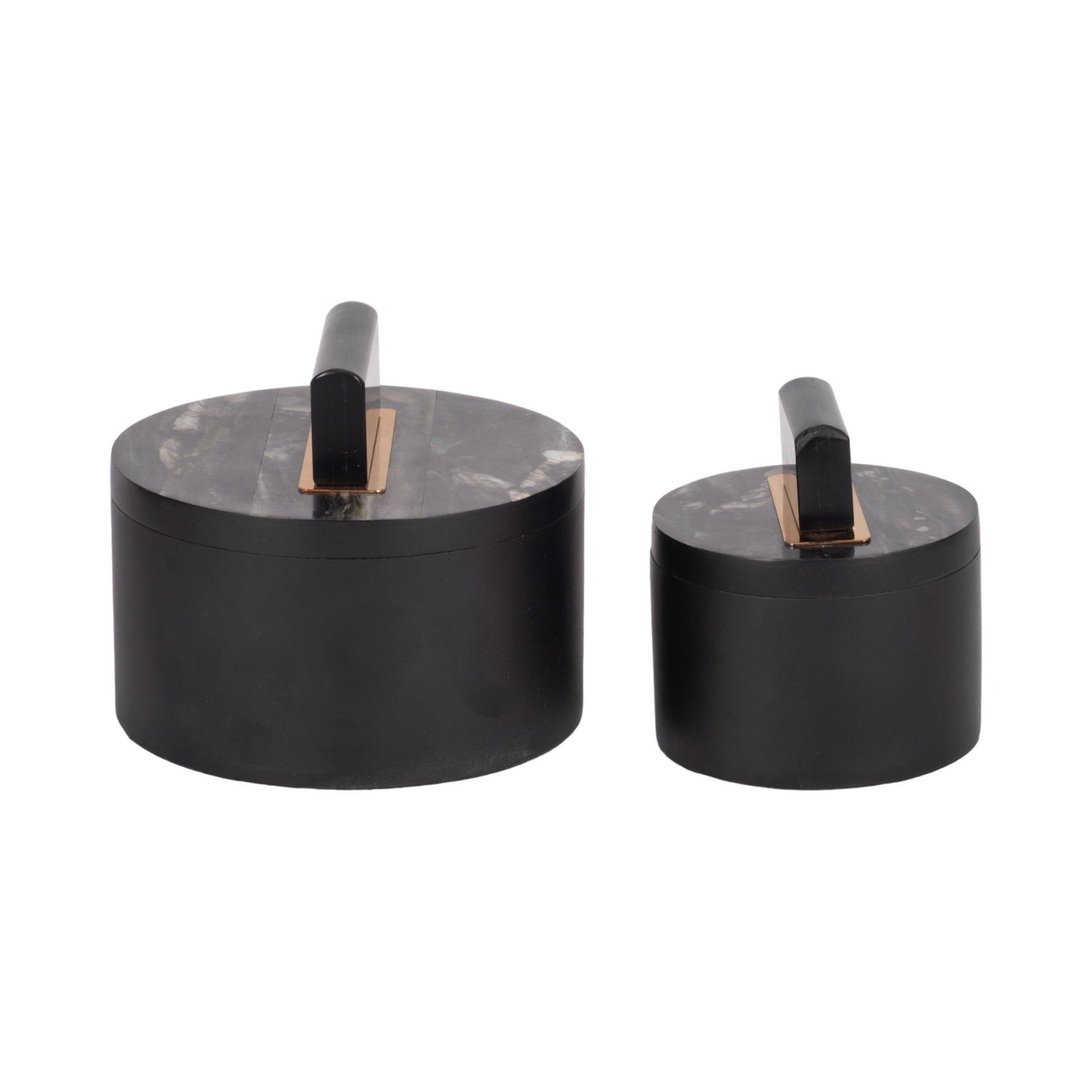 Resin, S/2 6/7" Wheatly Black Boxes Table Decors| Sagebrook Home