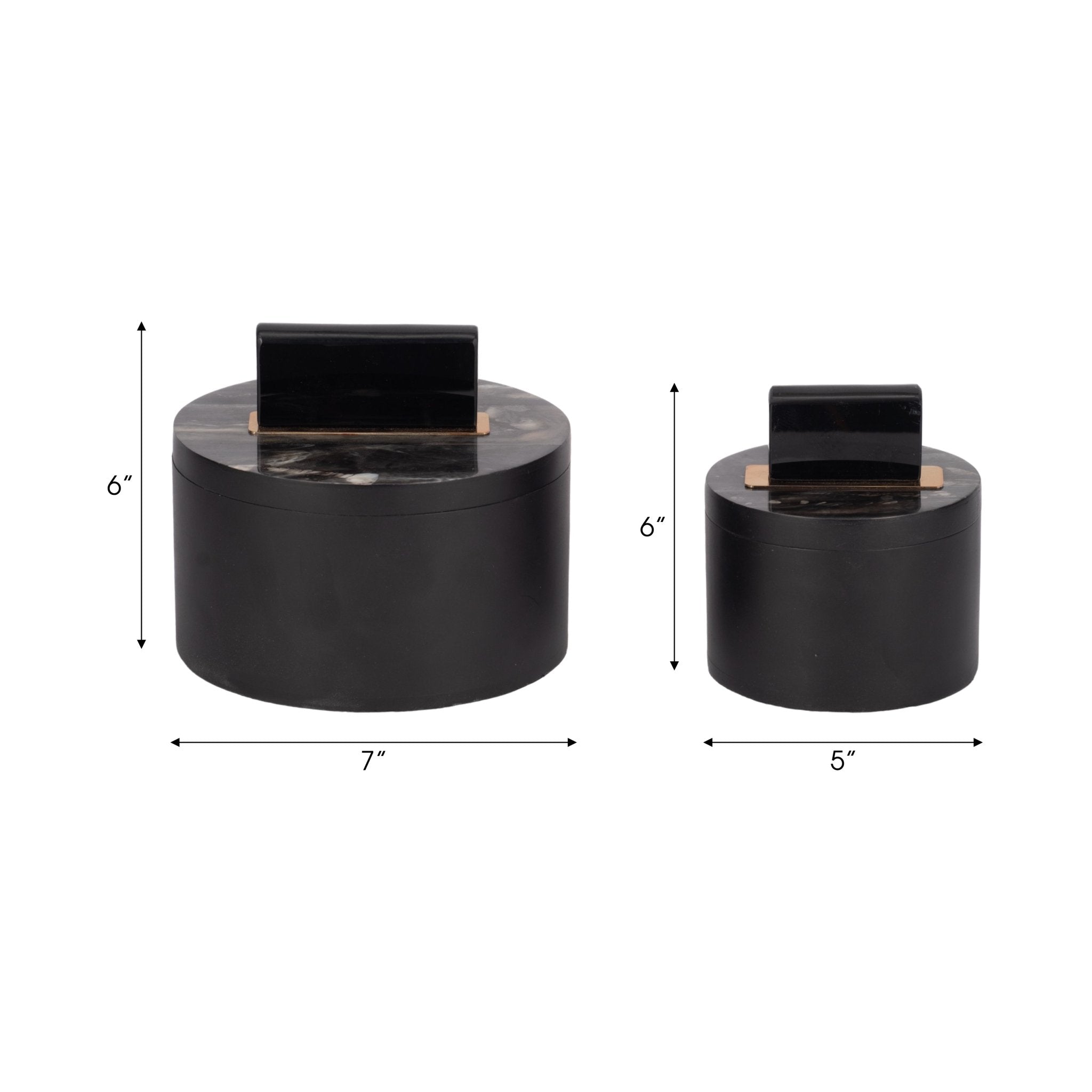 Resin, S/2 6/7" Wheatly Black Boxes Table Decors| Sagebrook Home