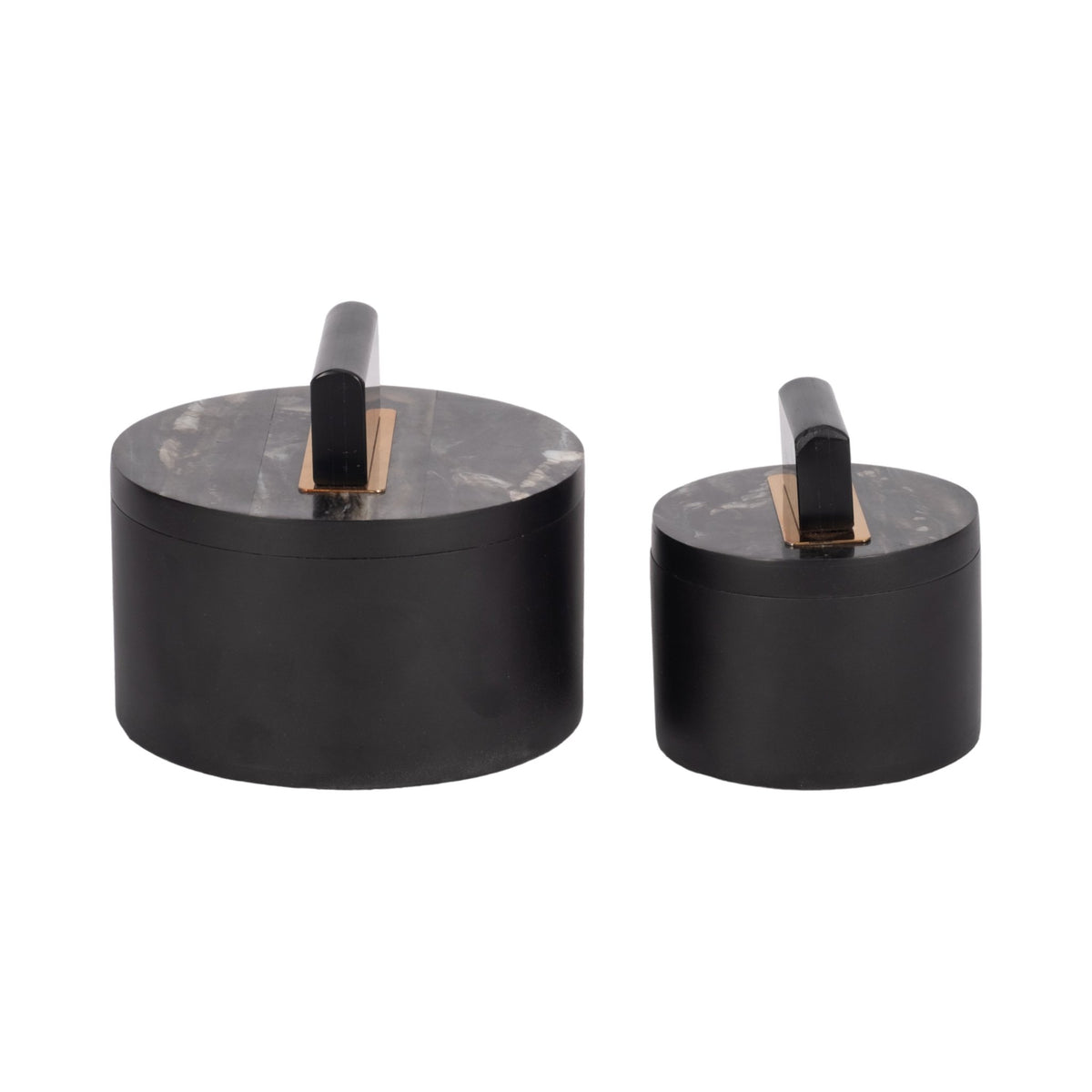 Resin, S/2 6/7" Wheatly Black Boxes Table Decors| Sagebrook Home