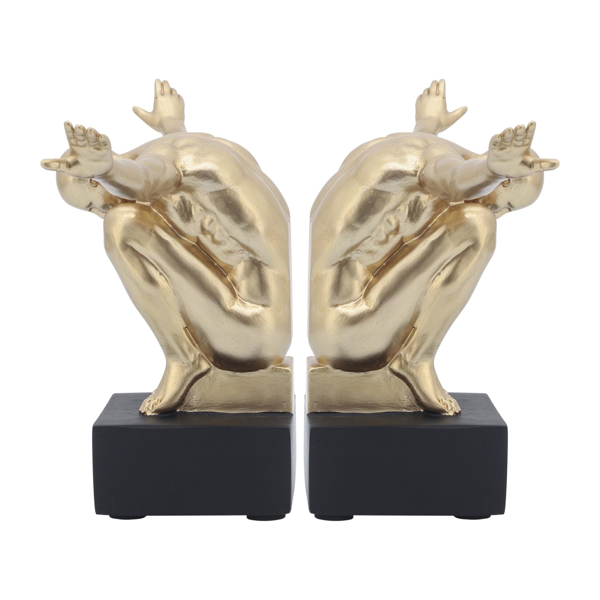 RESIN, S/2, 6''H, MAN SCULPTURE BOOKEND, GOLD Table Decors| Sagebrook Home