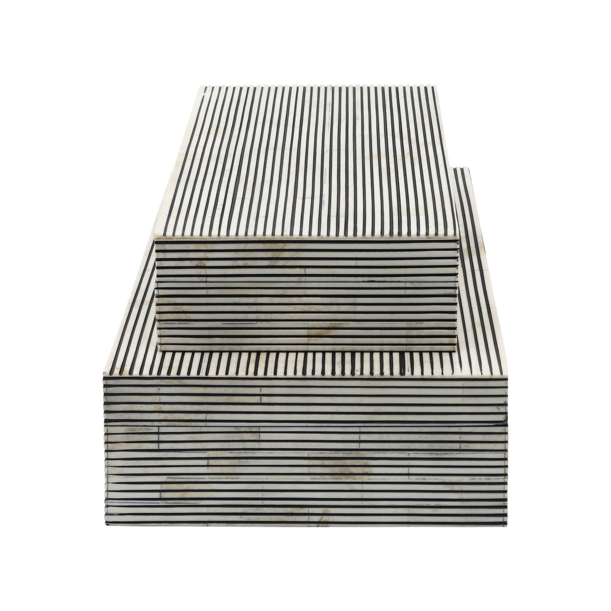 RESIN S/2 PINSTRIPE BOXES, BLACK/WHITE Box| Sagebrook Home