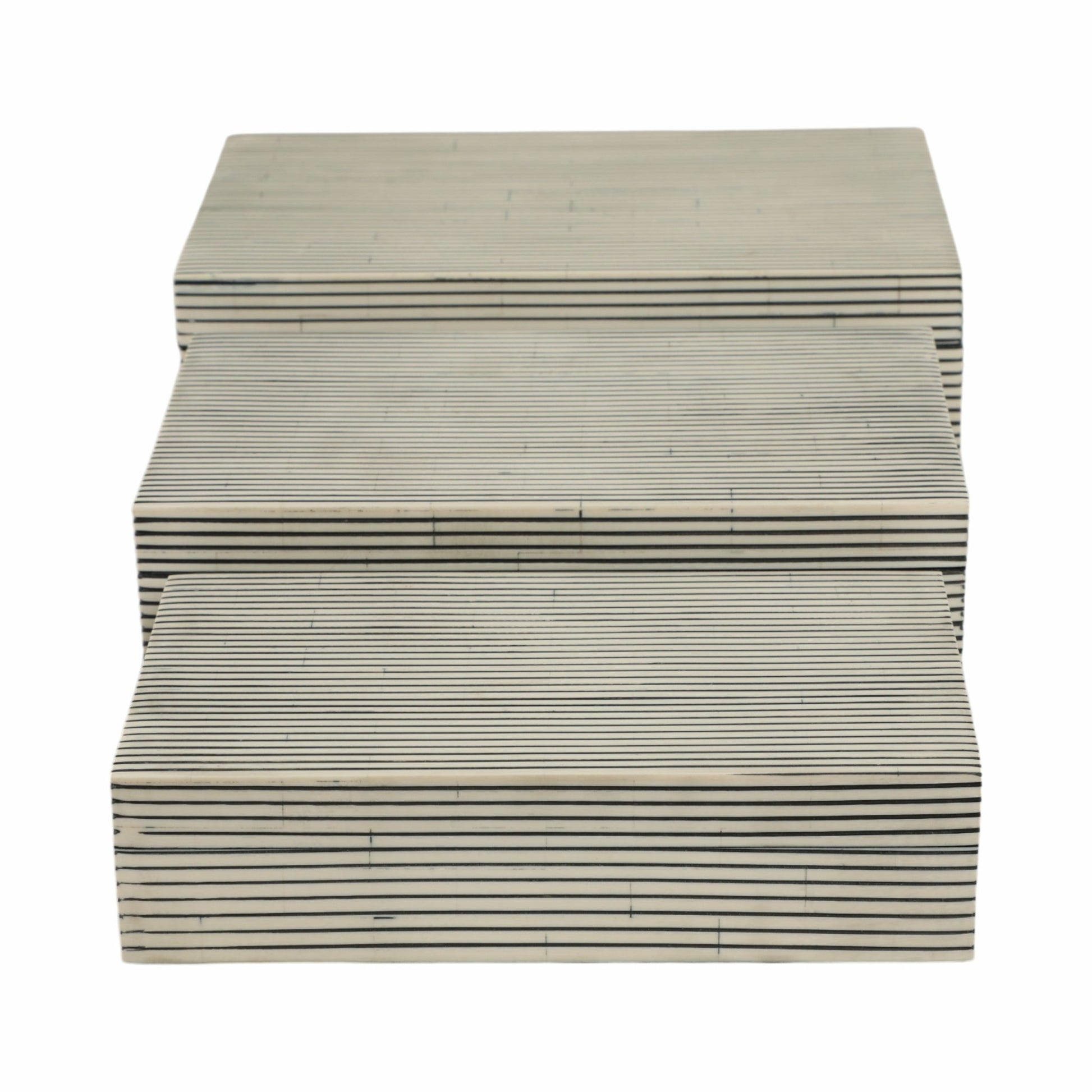 Resin S/3 10/11/12" Ridged Boxes, White Box| Sagebrook Home