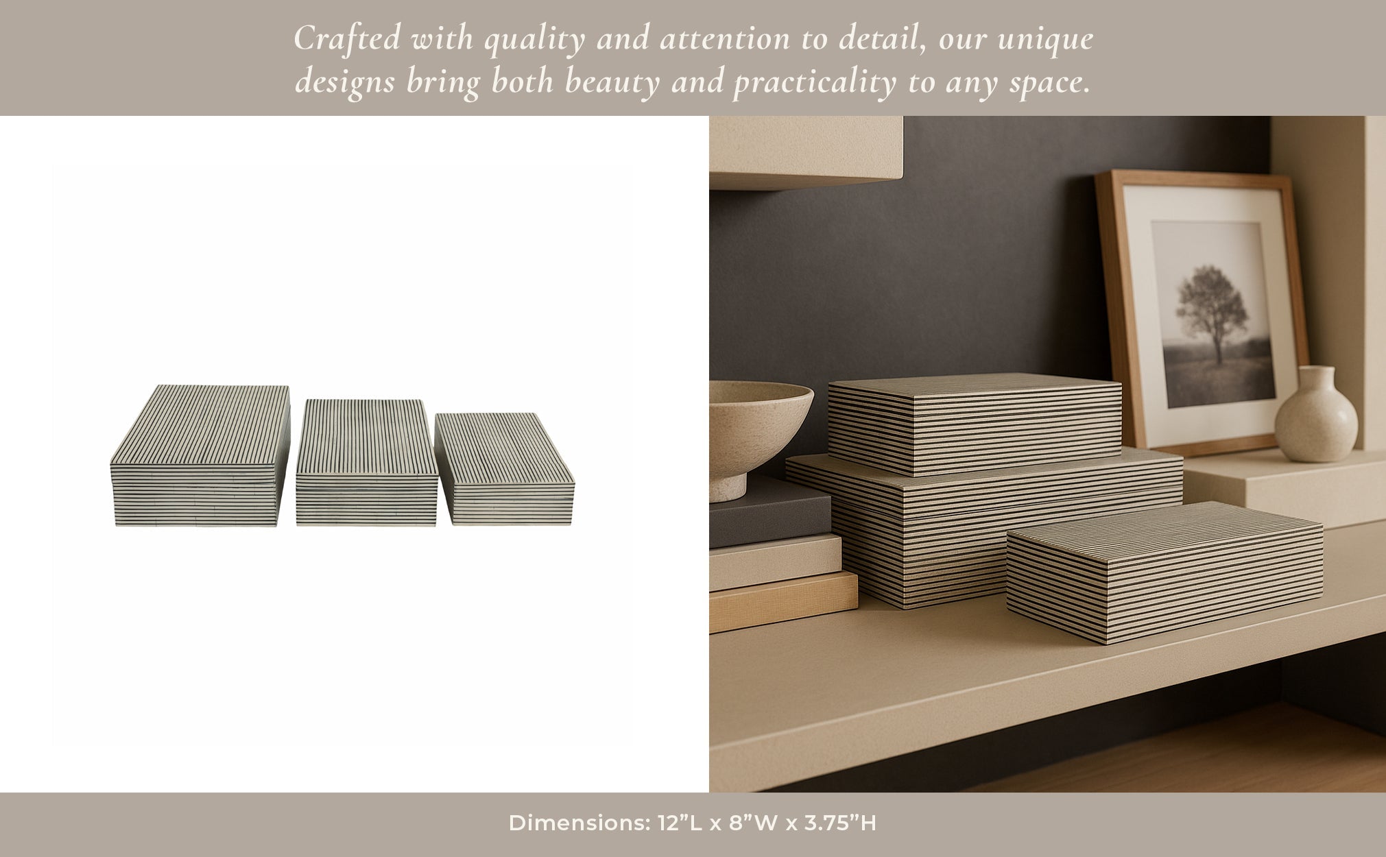 Resin S/3 10/11/12" Ridged Boxes, White Box| Sagebrook Home