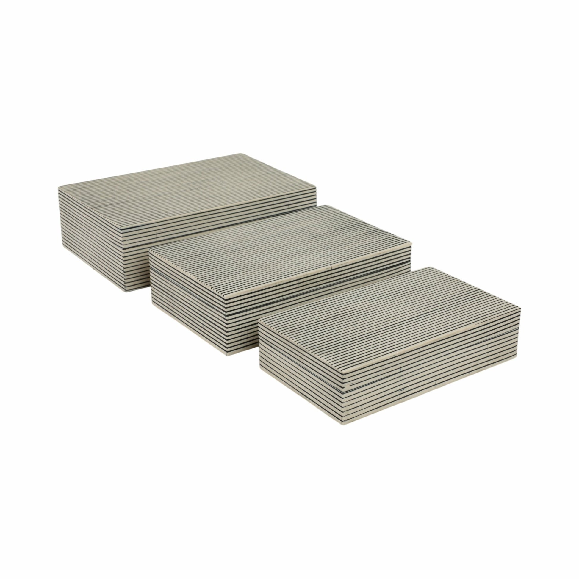 Resin S/3 10/11/12" Ridged Boxes, White Box| Sagebrook Home