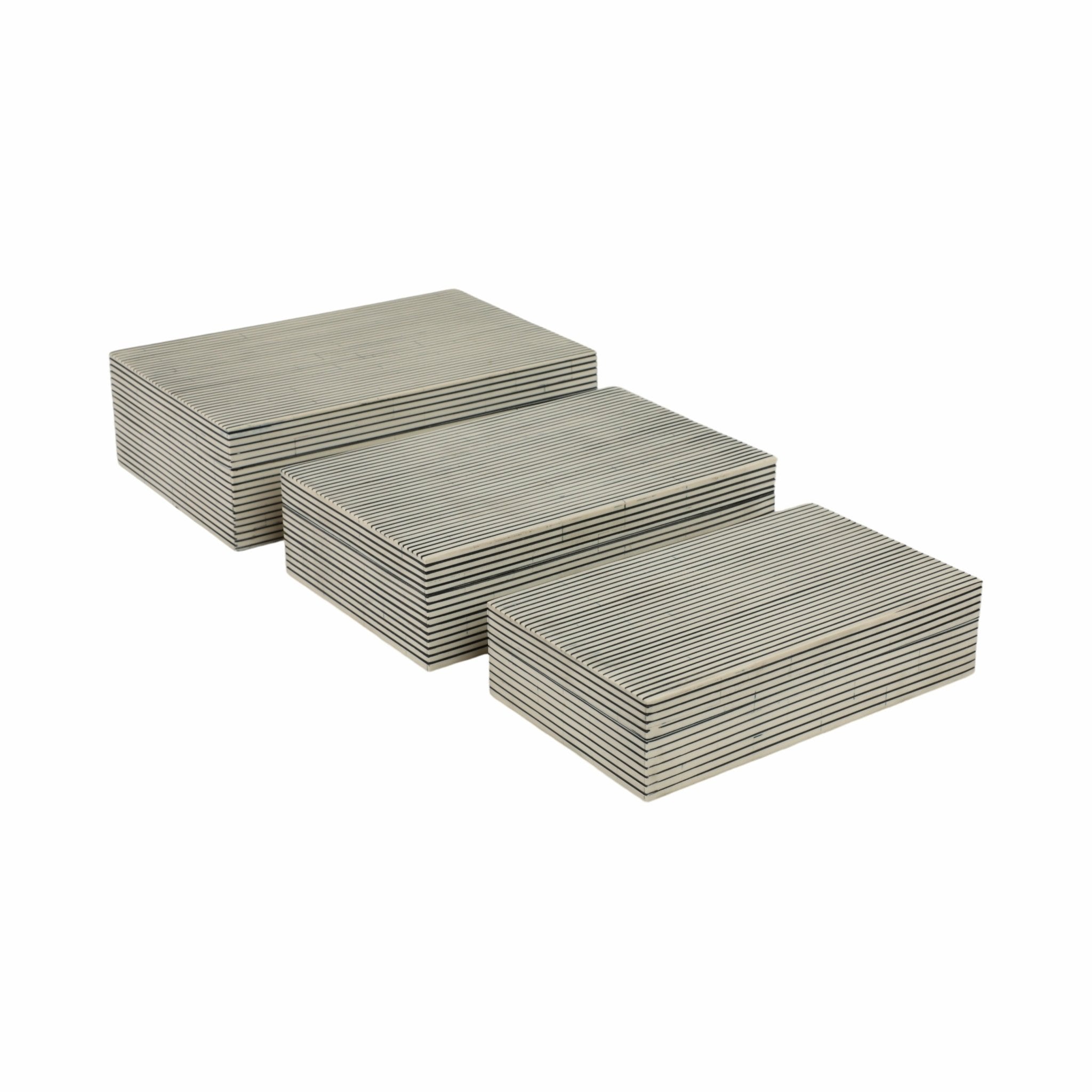 Resin S/3 10/11/12" Ridged Boxes, White Box| Sagebrook Home