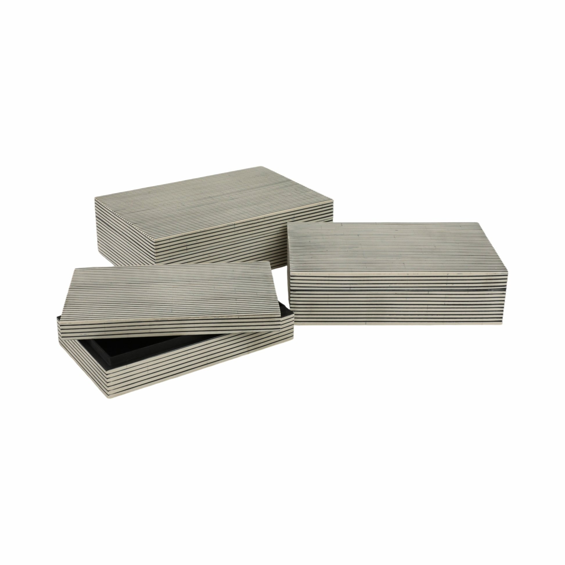 Resin S/3 10/11/12" Ridged Boxes, White Box| Sagebrook Home