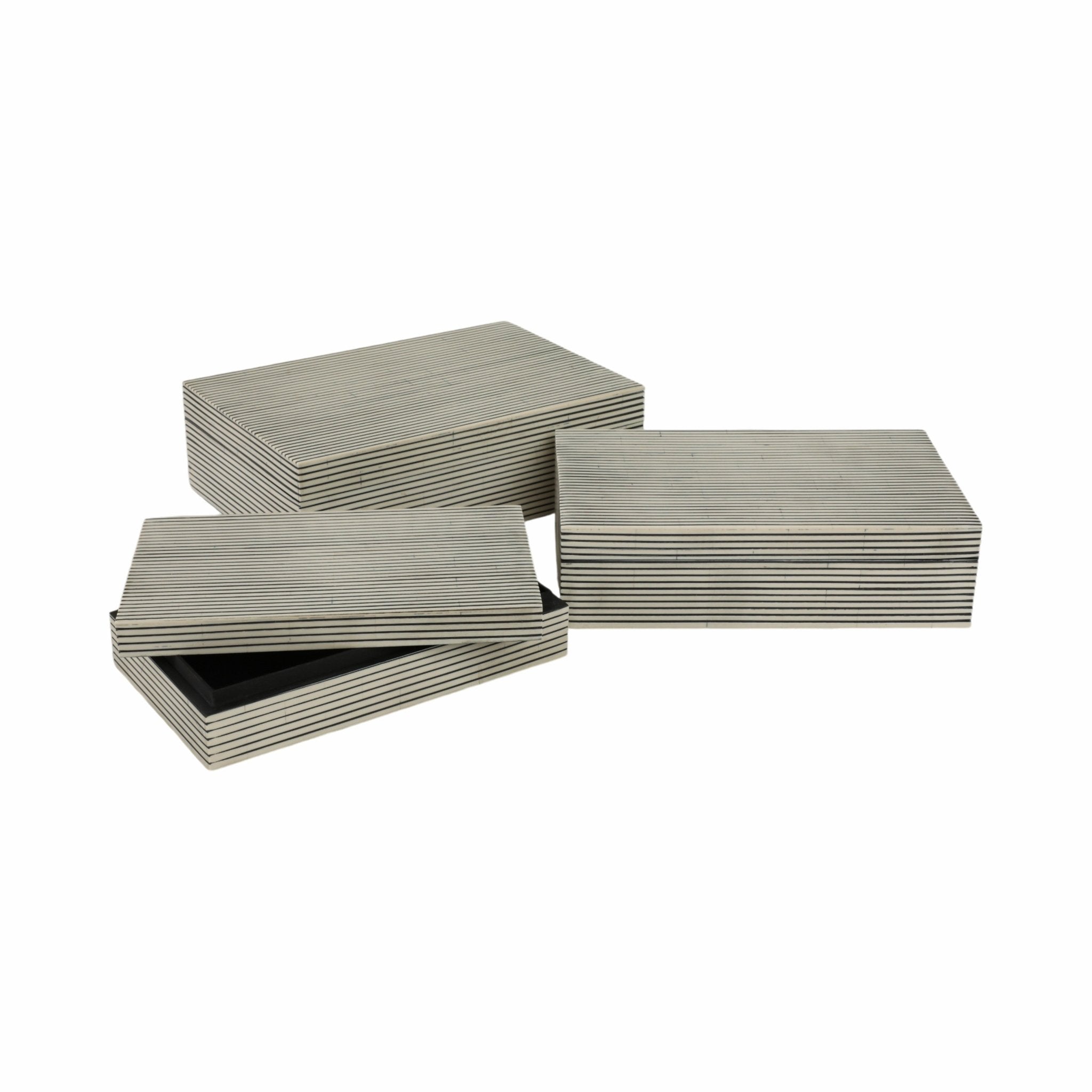 Resin S/3 10/11/12" Ridged Boxes, White Box| Sagebrook Home