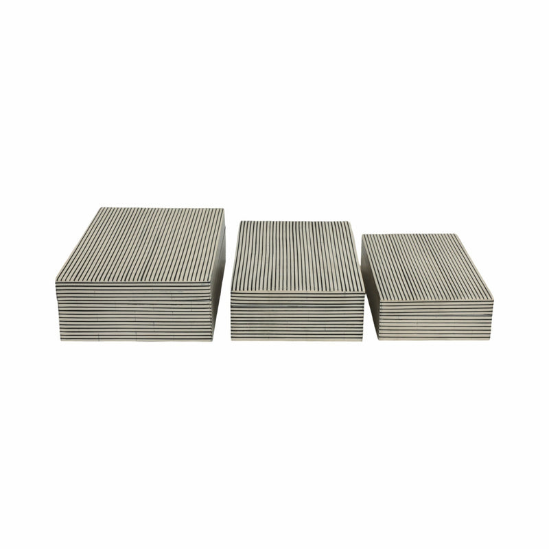 RESIN S/3 10/11/12" RIDGED BOXES, WHITE - Al Rugaib Furniture