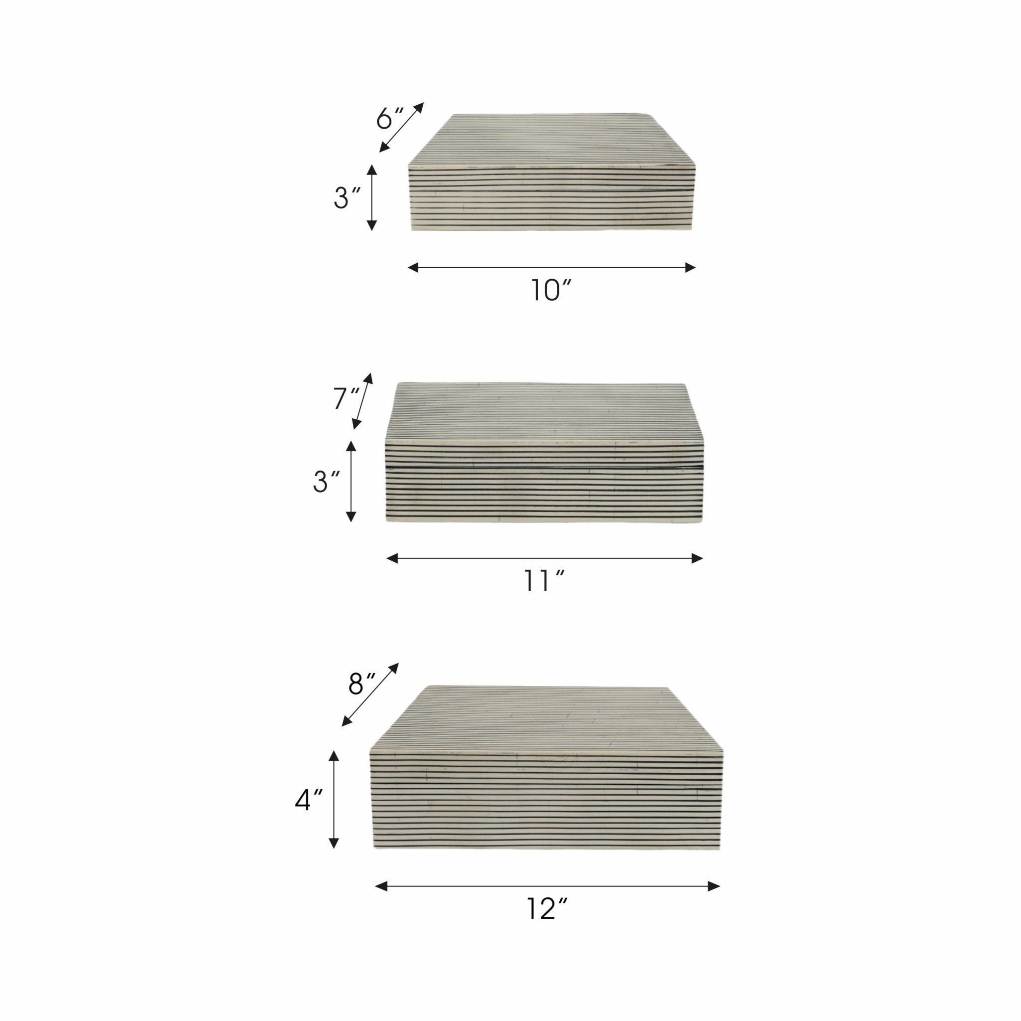 Resin S/3 10/11/12" Ridged Boxes, White Box| Sagebrook Home