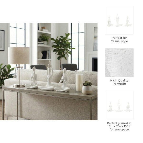 RESIN, S/3 10"H YOGA LADIES, WHT Table Decors| Sagebrook Home