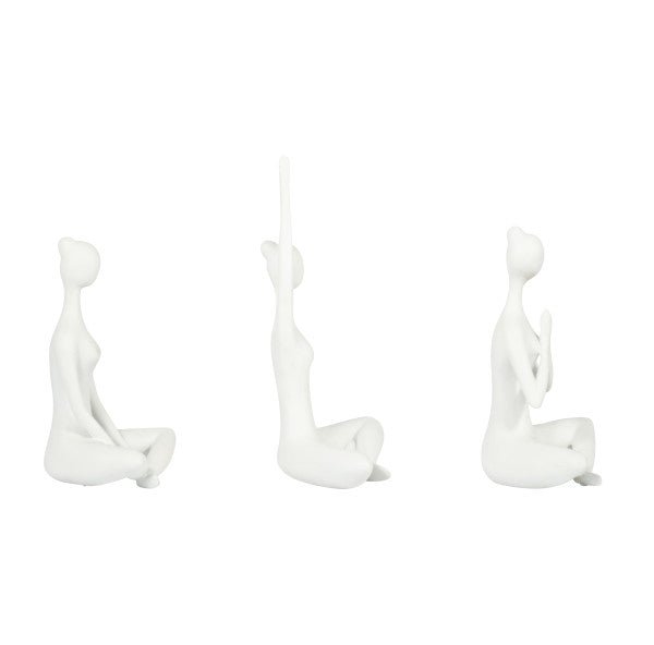 RESIN, S/3 10"H YOGA LADIES, WHT Table Decors| Sagebrook Home