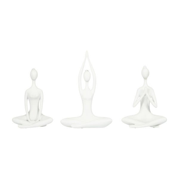 RESIN, S/3 10"H YOGA LADIES, WHT Table Decors| Sagebrook Home