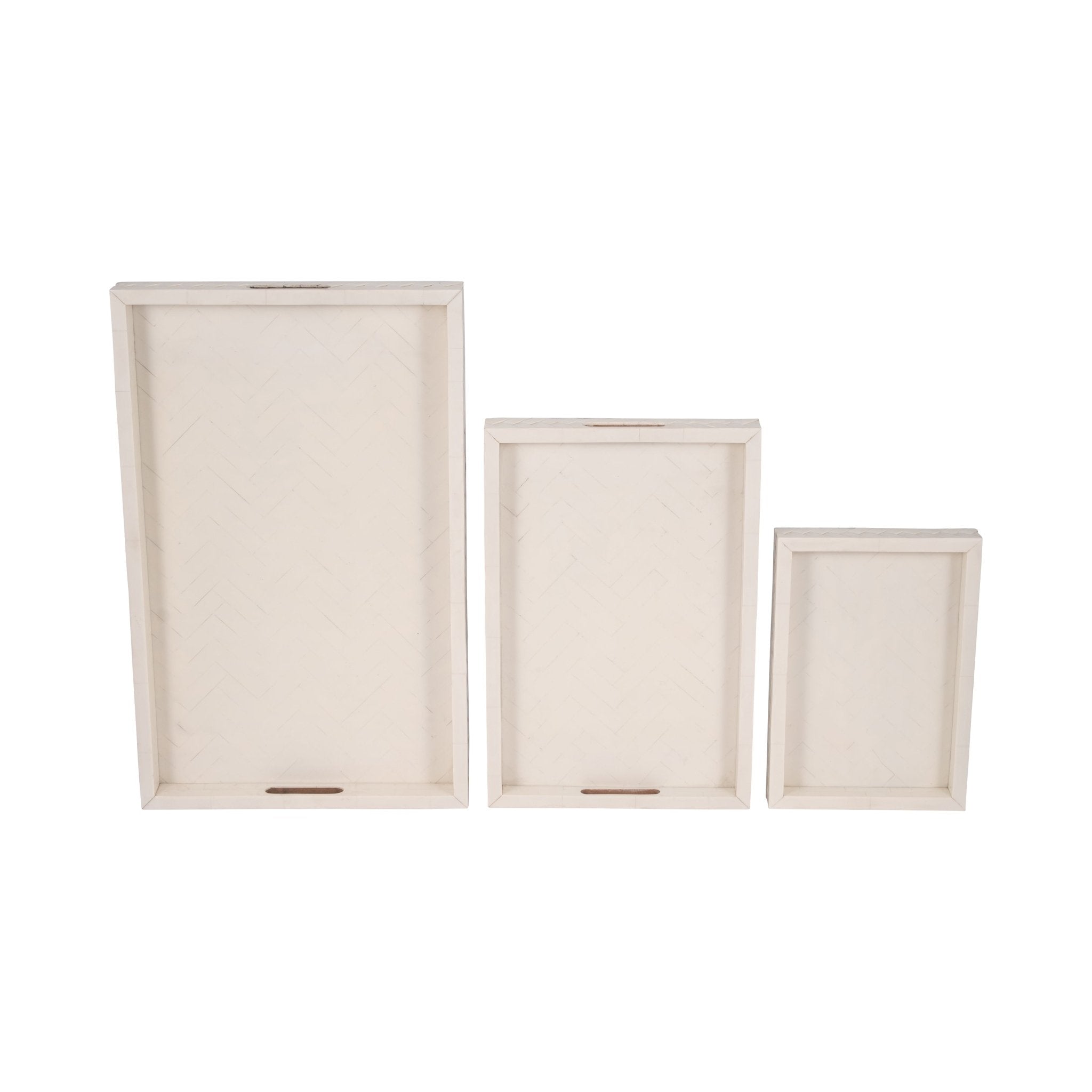 RESIN, S/3 13/18/24 WOVEN TRAYS, IVORY Table Decors| Sagebrook Home