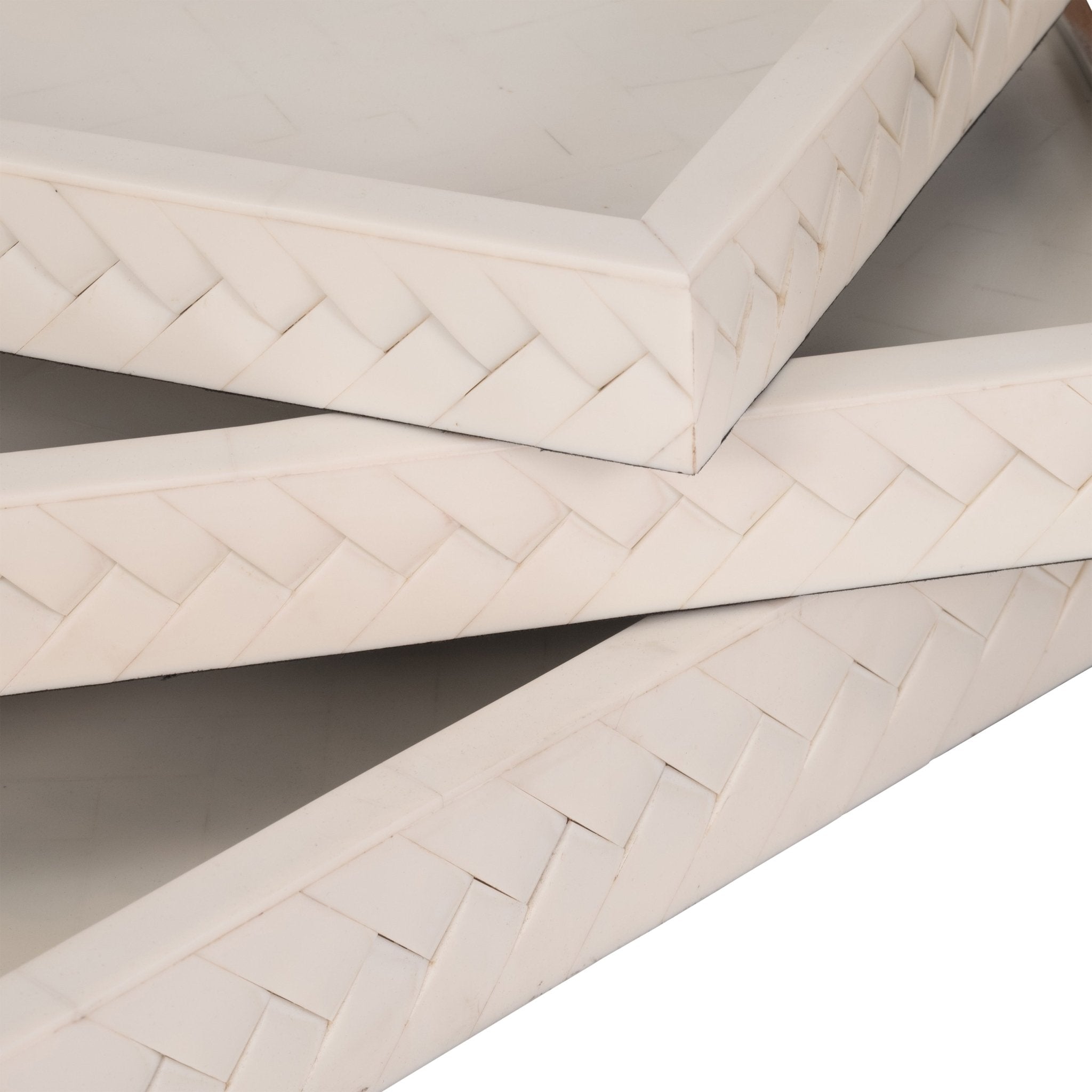 RESIN, S/3 13/18/24 WOVEN TRAYS, IVORY Table Decors| Sagebrook Home