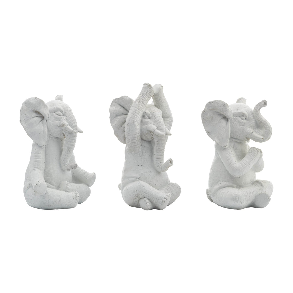 RESIN, S/3, 8"H, YOGA ELEPHANTS, WT Table Decors| Sagebrook Home