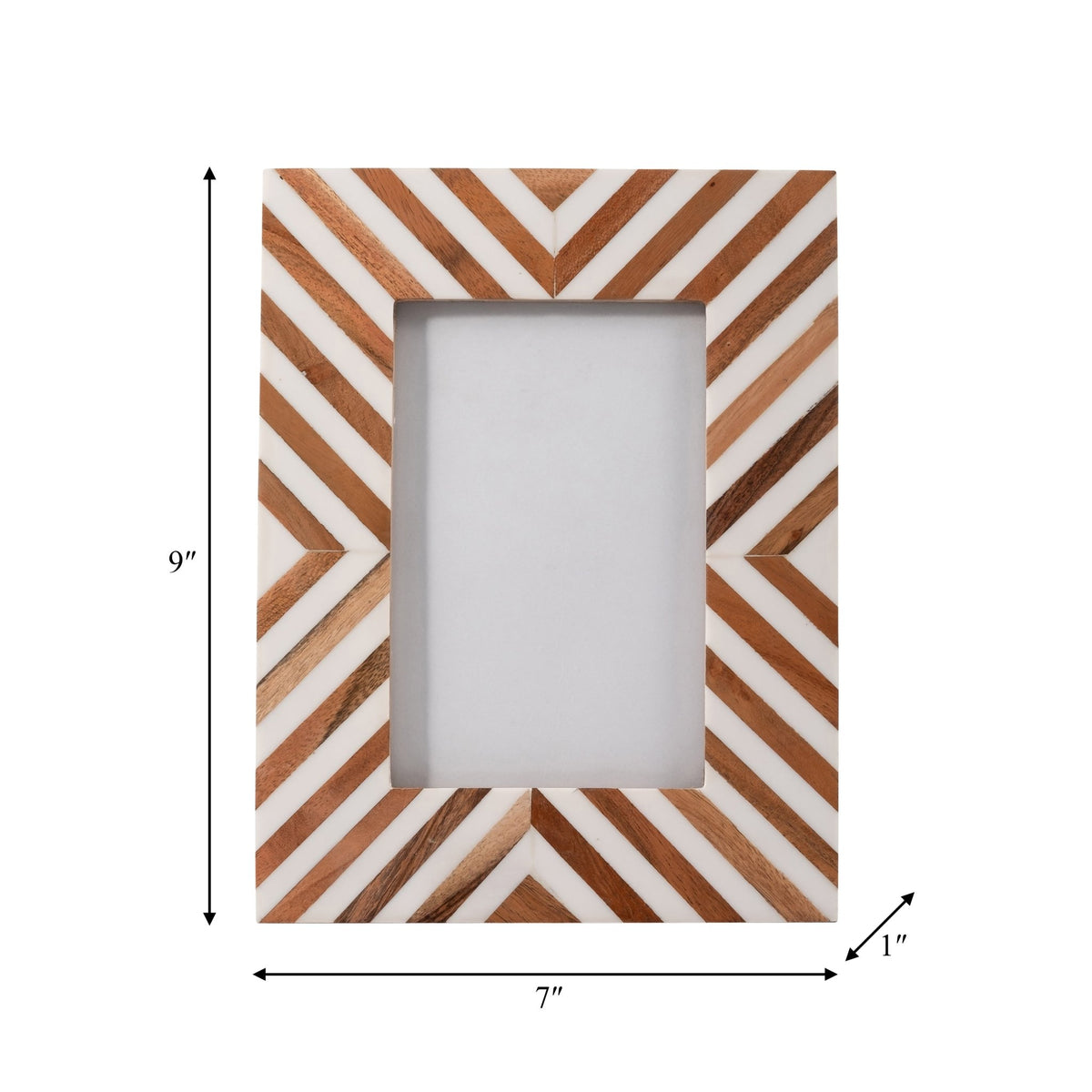 Resin,4X6 Herringbone Lines Phto Frame,White/Wood Table Decors| Sagebrook Home