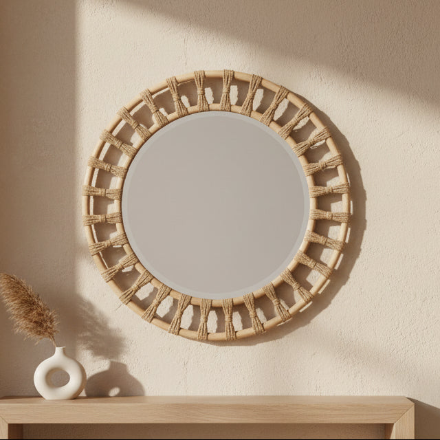 Retreat Pole Rattan Accent Mirror Mirrors| Hooker