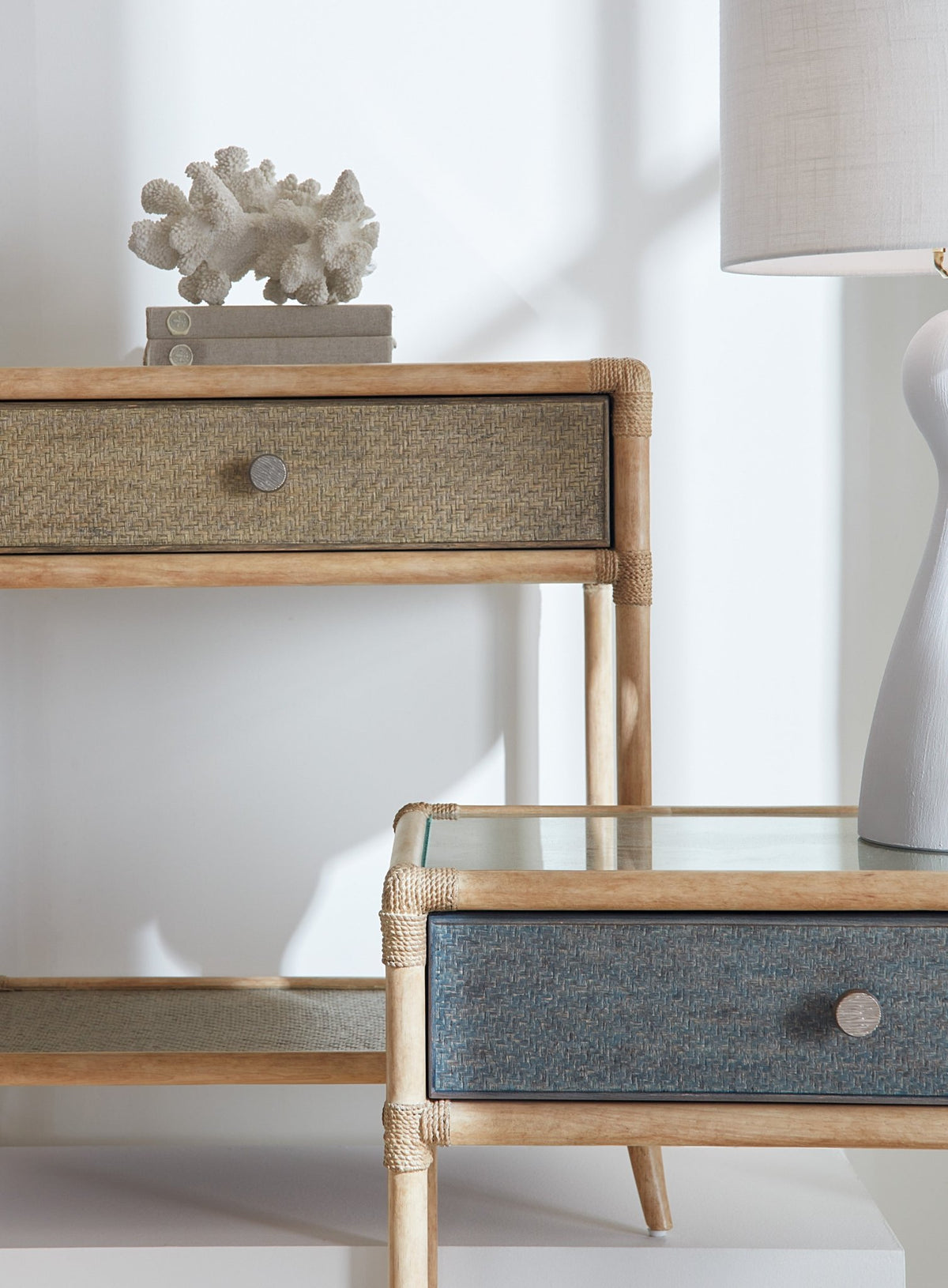 Retreat Pole Rattan Bedside Table Accent & End Tables| Hooker