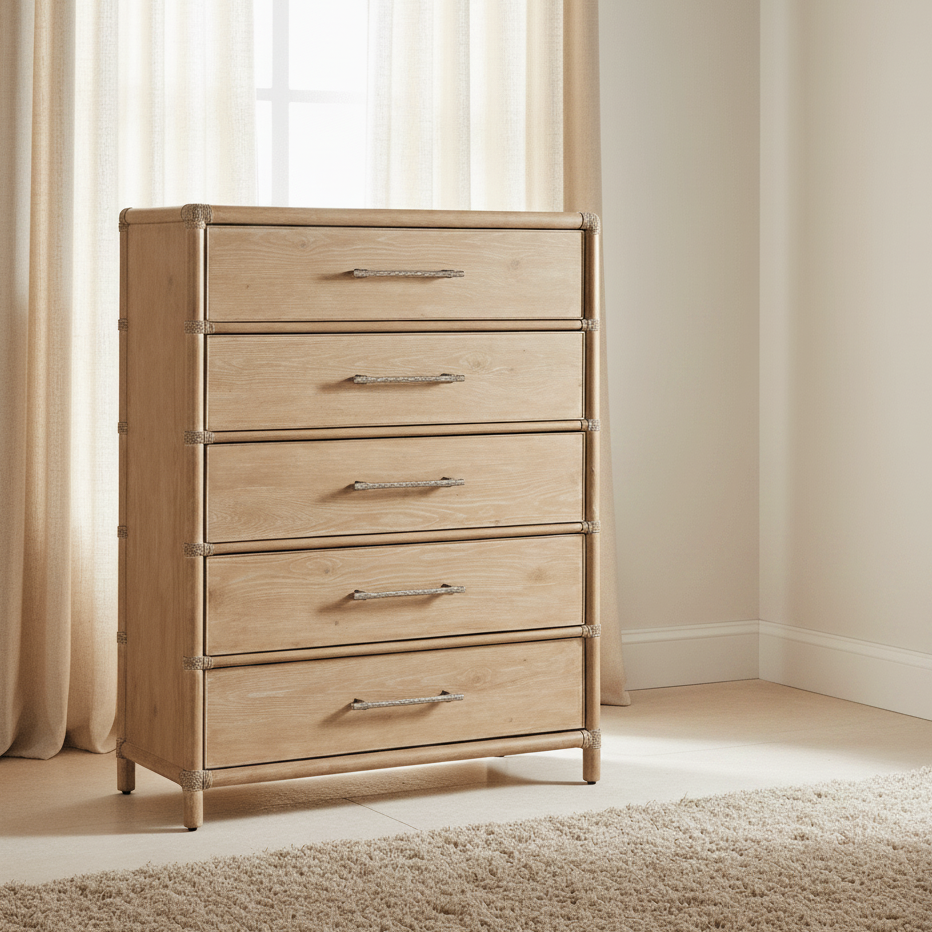 Retreat Pole Rattan Five-Drawer Chest Cabinets & Chests| Hooker