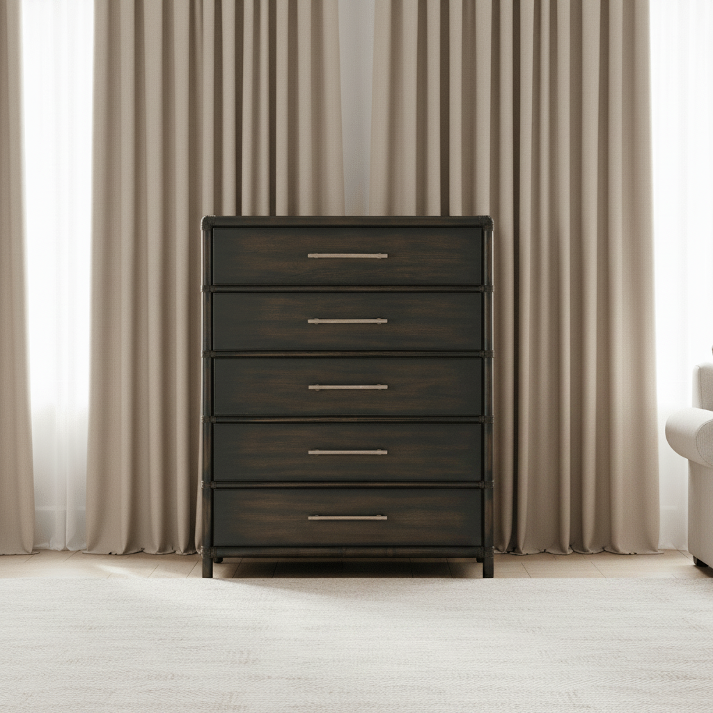 Retreat Pole Rattan Five-Drawer Chest Cabinets & Chests| Hooker