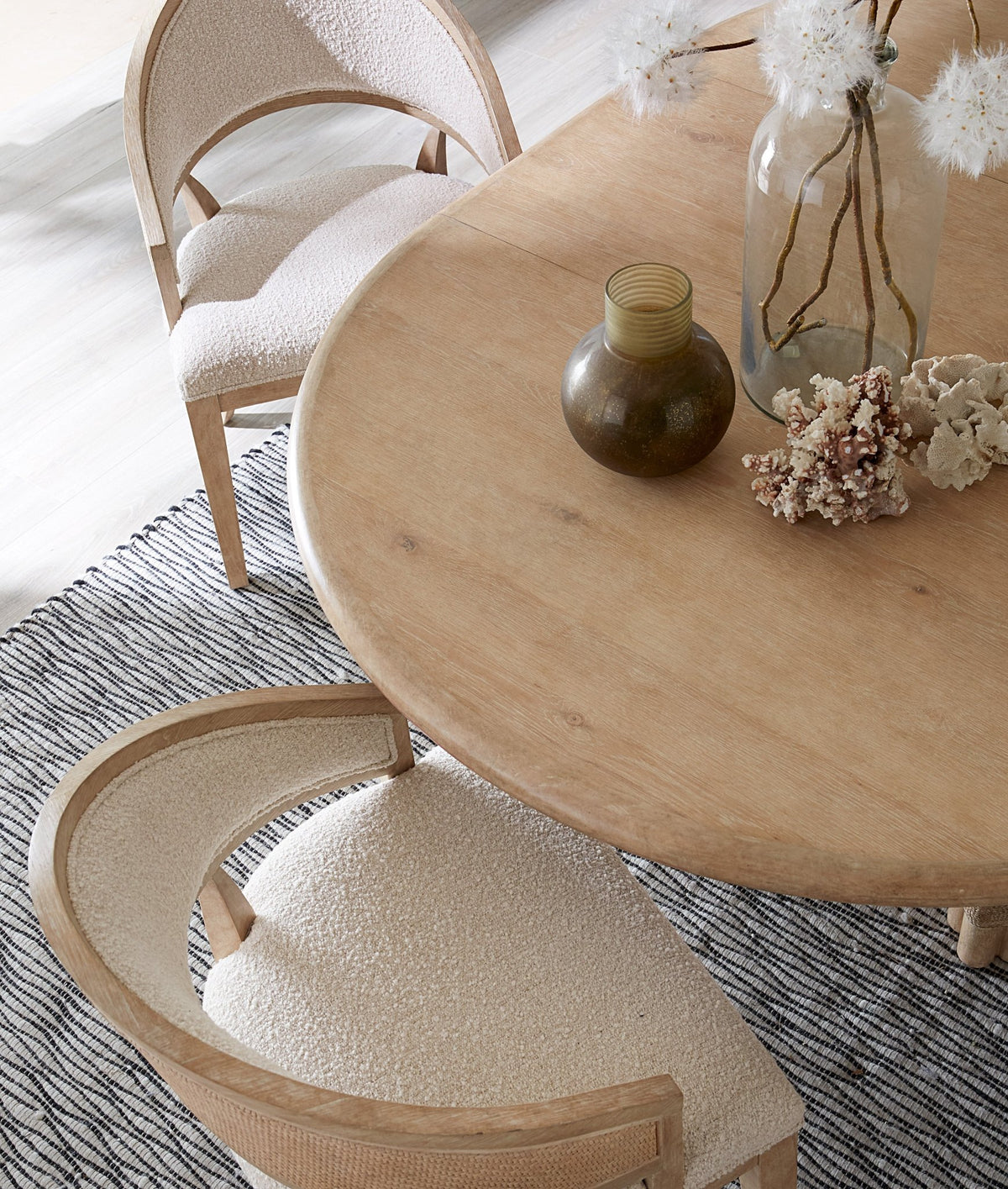 Retreat Pole Rattan Round Dining Table with 1-20in Leaf Dining Tables| Hooker
