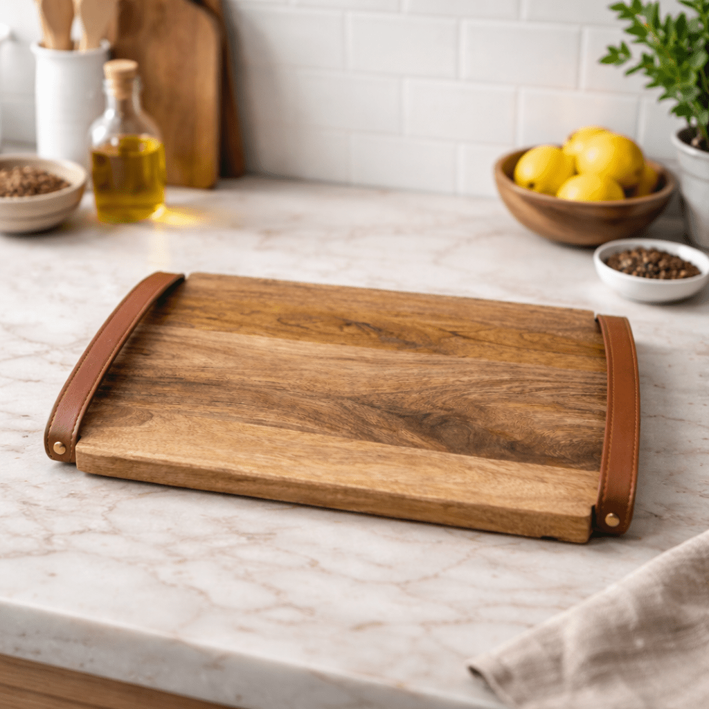 Rexine Wooden Tray Tray| Roots Furniture
