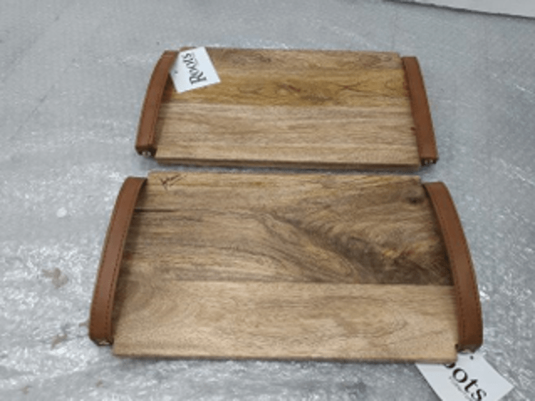Rexine Wooden Tray Tray| Roots Furniture