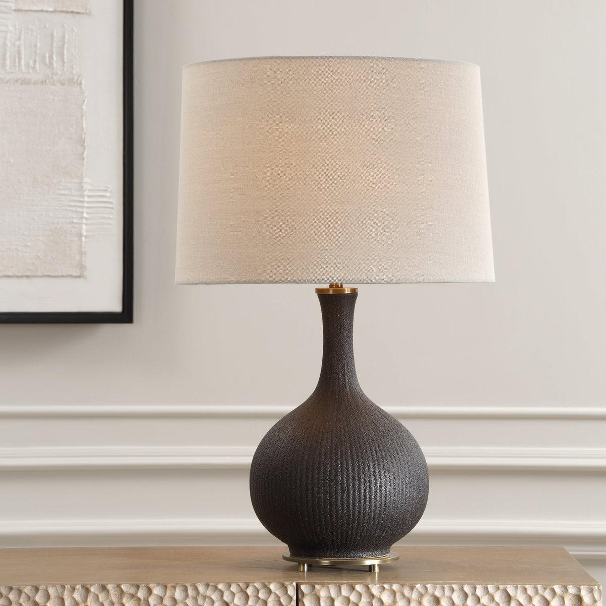 Rimini Black Glaze Table Lamp Table Lamps| Uttermost