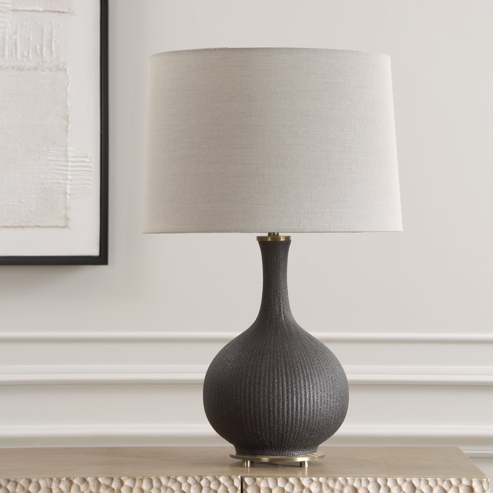 Rimini Black Glaze Table Lamp Table Lamps| Uttermost