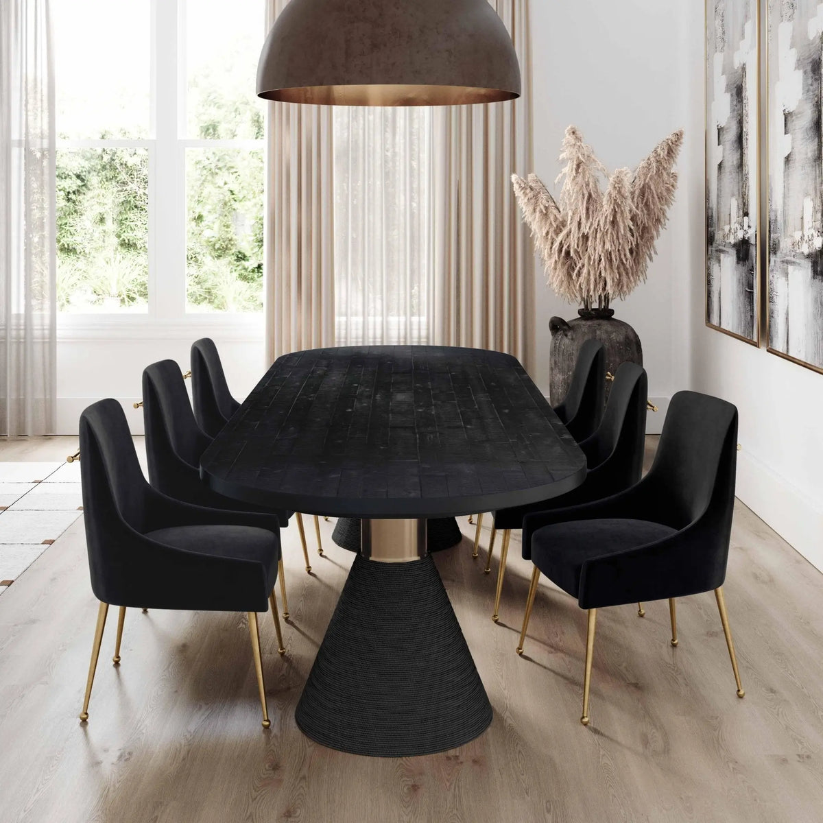 Rishi Black Rope Oval Table Dining Tables| TOV