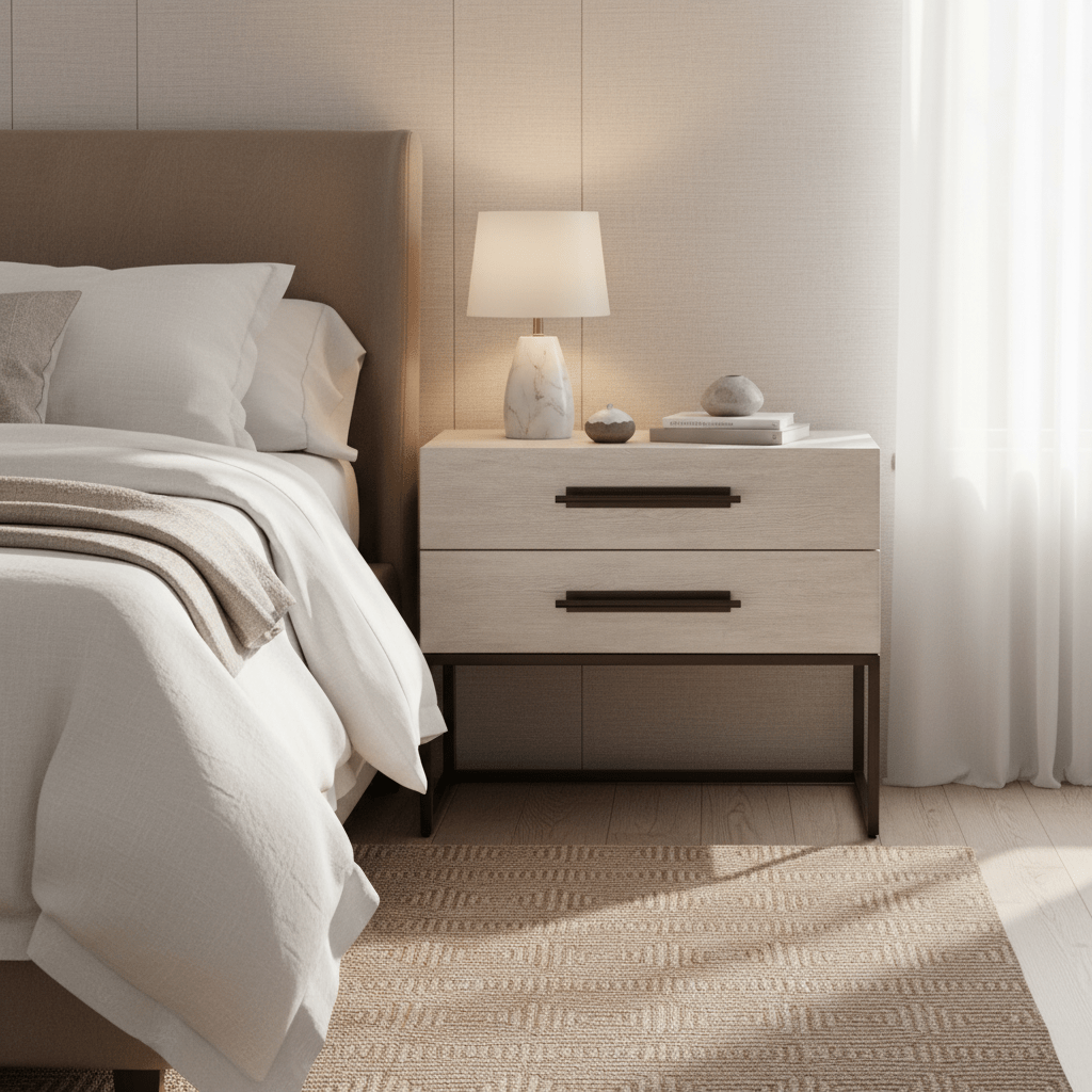 River Rock Metal Base Nightstand Nightstands| Universal