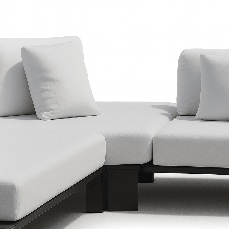 Riviera Modern Outdoor Lounge Set – White with Wooden Table Corner set| Otath