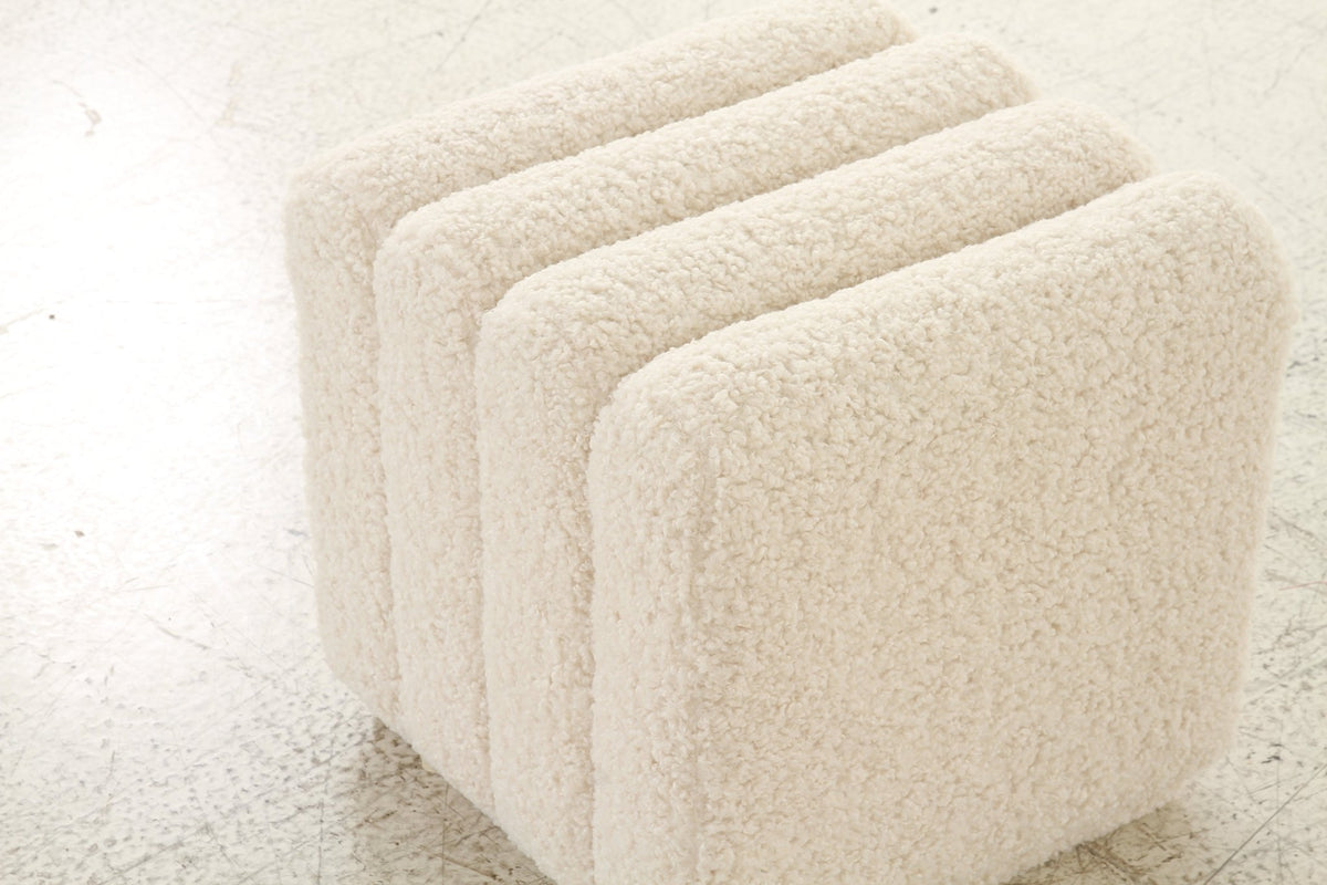 Rolls Bouclé Cream Ottoman Ottomans| Roots Furniture