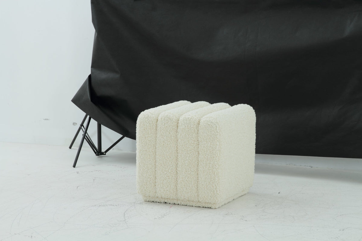 Rolls Bouclé Cream Ottoman Ottomans| Roots Furniture